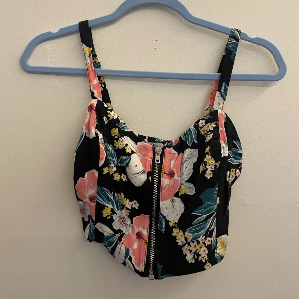 Charlotte Russe zip up crop top.